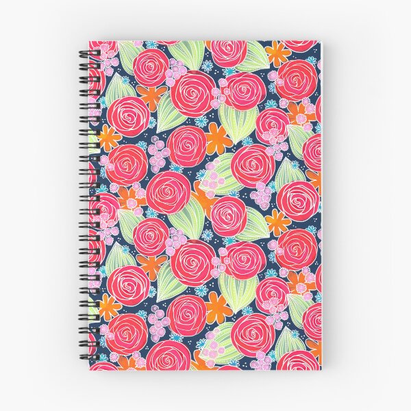 Aperçu de l'œuvre Acrylique & Encre Motif Rose, Fond Bleu Marine créée et vendue par Studio-Ithelda.