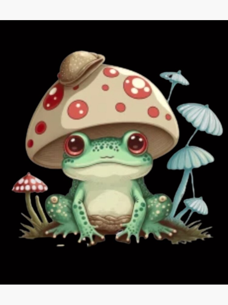 Kawaii Frog With Mushroom And Toadstools Art Print by FUENLABRADA