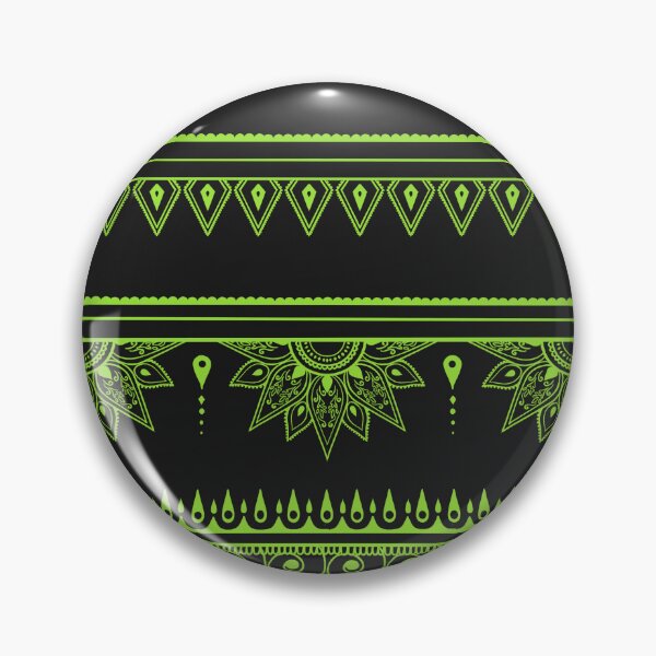 Item preview, South asian patterns kiwi green on black  designed and sold by Chaoticzarts.