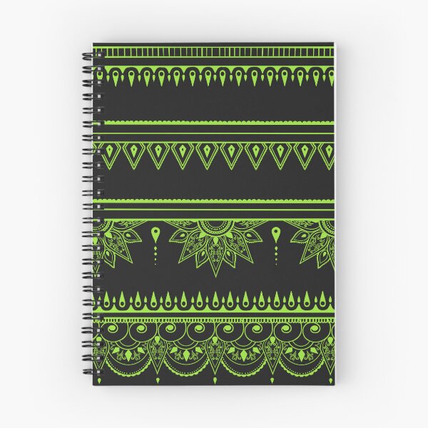 Item preview, South asian patterns kiwi green on black  designed and sold by Chaoticzarts.