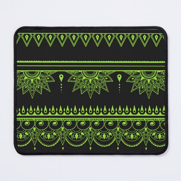 Item preview, South asian patterns kiwi green on black  designed and sold by Chaoticzarts.