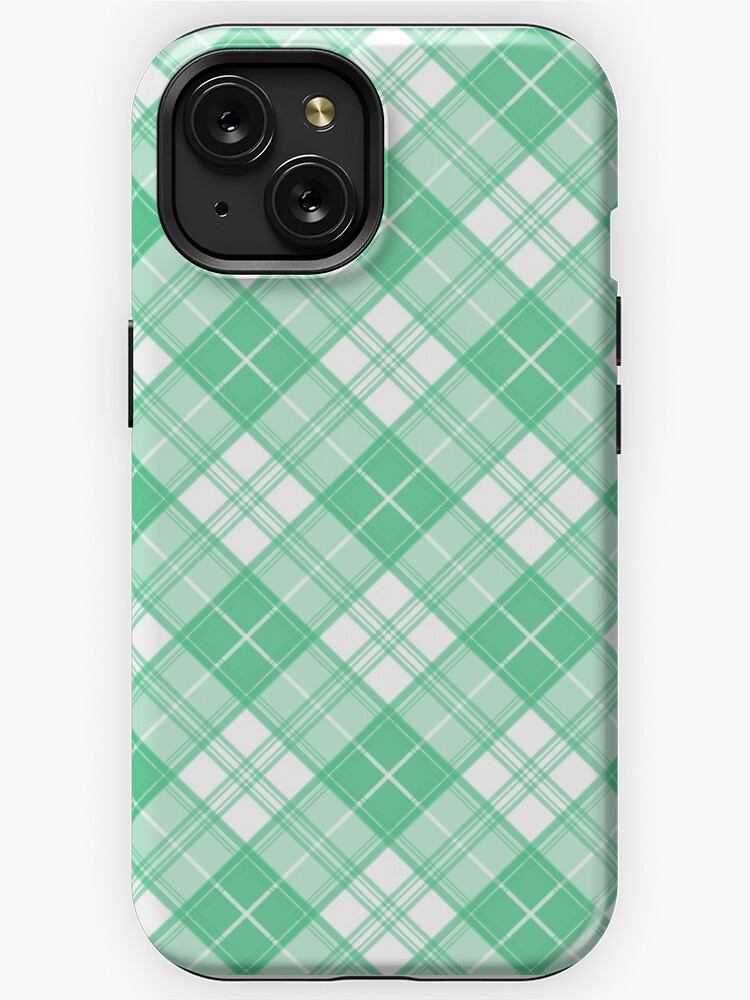 Thumbnail 1 von 4, iPhone-Hülle, Grün Weiß Schottenkaro-Muster yxm0uat9 diagonal designt und verkauft von pASob-dESIGN.