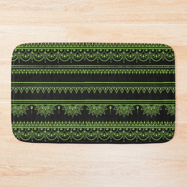 Item preview, South asian patterns kiwi green on black  designed and sold by Chaoticzarts.