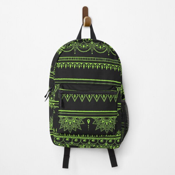 Item preview, South asian patterns kiwi green on black  designed and sold by Chaoticzarts.