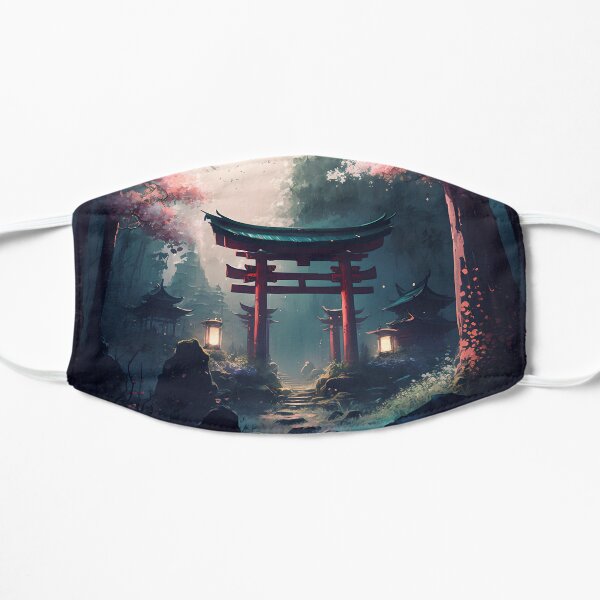 Anime torii gate sakura blossom dream moon