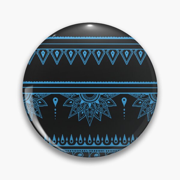 Item preview, South asian patterns sky blue on black  designed and sold by Chaoticzarts.