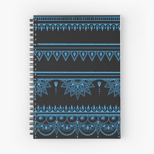 Item preview, South asian patterns sky blue on black  designed and sold by Chaoticzarts.
