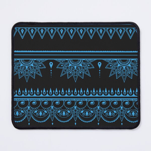 Item preview, South asian patterns sky blue on black designed and sold by Chaoticzarts.