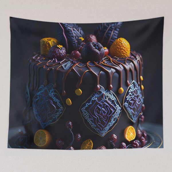 Item preview, Blue cake with fruits and ornaments designed and sold by PadedoDesigns.