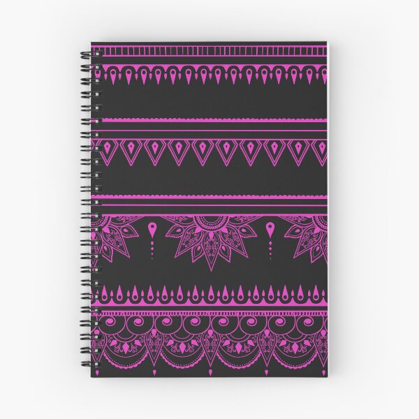 Item preview, South asian patterns pink on black  designed and sold by Chaoticzarts.