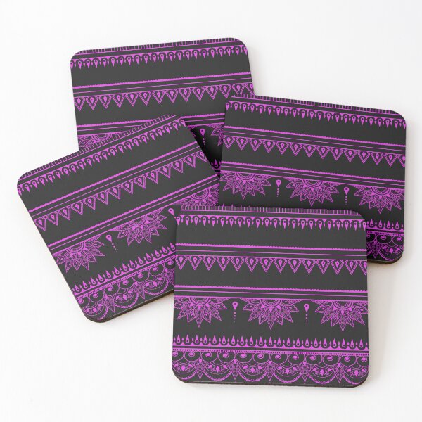 Item preview, South asian patterns megenta on black  designed and sold by Chaoticzarts.
