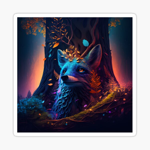 Cute fox in nature Sticker