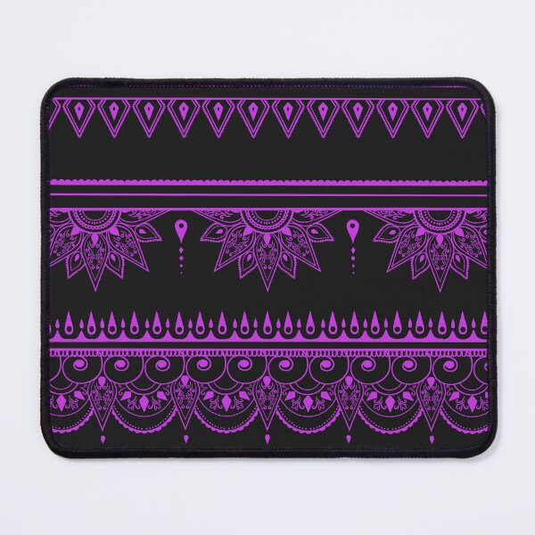 Item preview, South asian patterns neon purple on black  designed and sold by Chaoticzarts.