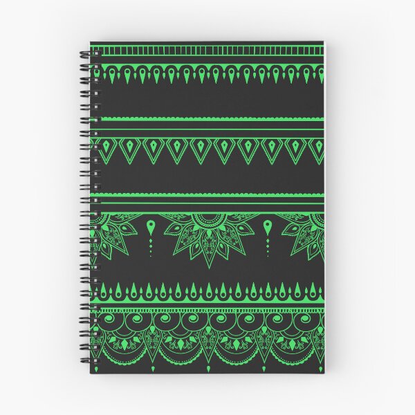 Item preview, South asian patterns neon green on black  designed and sold by Chaoticzarts.