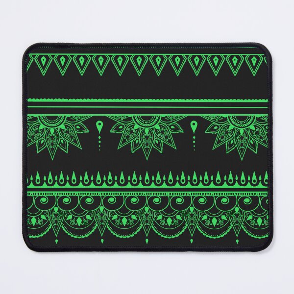Item preview, South asian patterns neon green on black  designed and sold by Chaoticzarts.