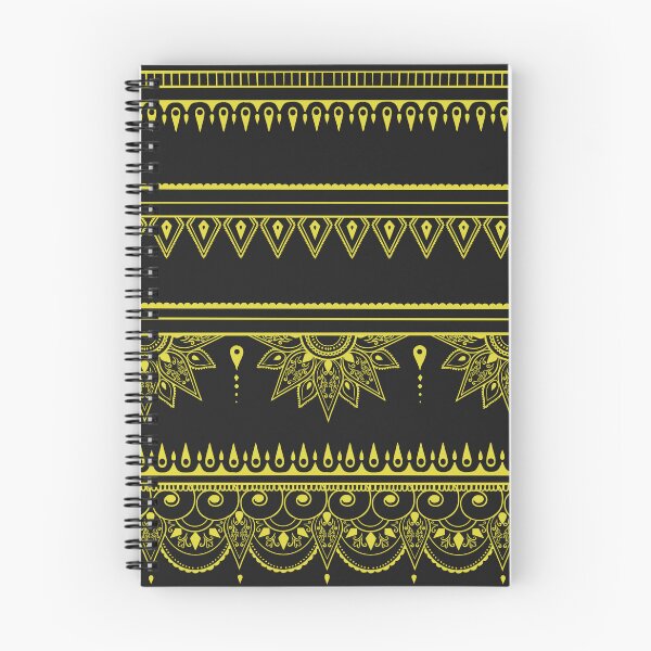 Item preview, South asian patterns yellow on black  designed and sold by Chaoticzarts.