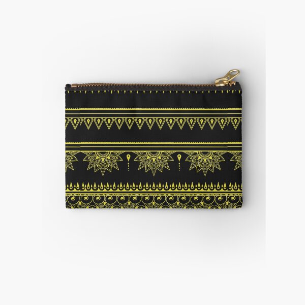Item preview, South asian patterns yellow on black  designed and sold by Chaoticzarts.
