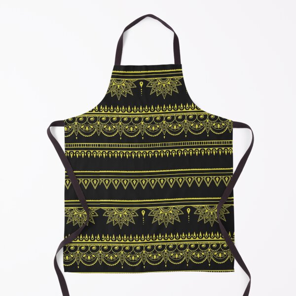 Item preview, South asian patterns yellow on black designed and sold by Chaoticzarts.