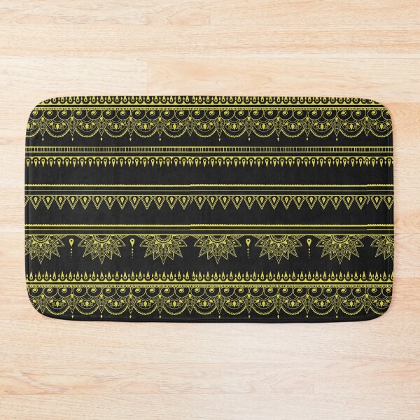 Item preview, South asian patterns yellow on black  designed and sold by Chaoticzarts.
