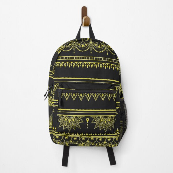 Item preview, South asian patterns yellow on black  designed and sold by Chaoticzarts.