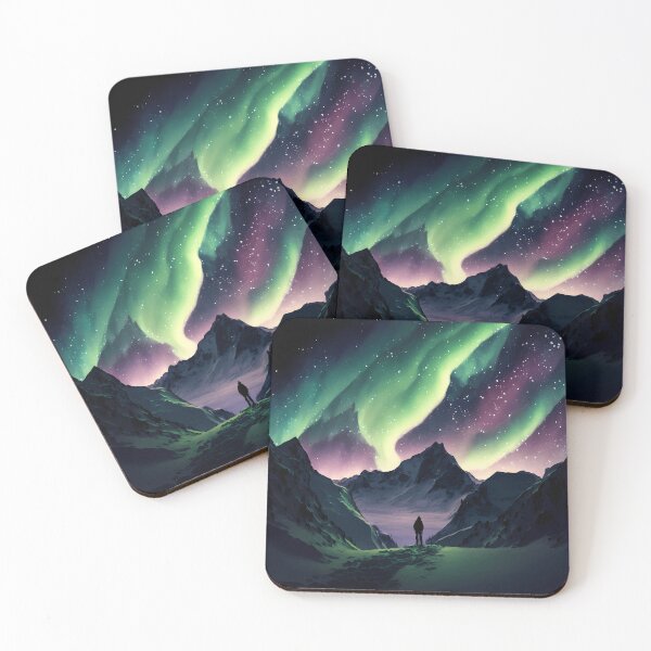 Item preview, The Aurora Borealis over the snow capped mountains designed and sold by PM-Artistic.