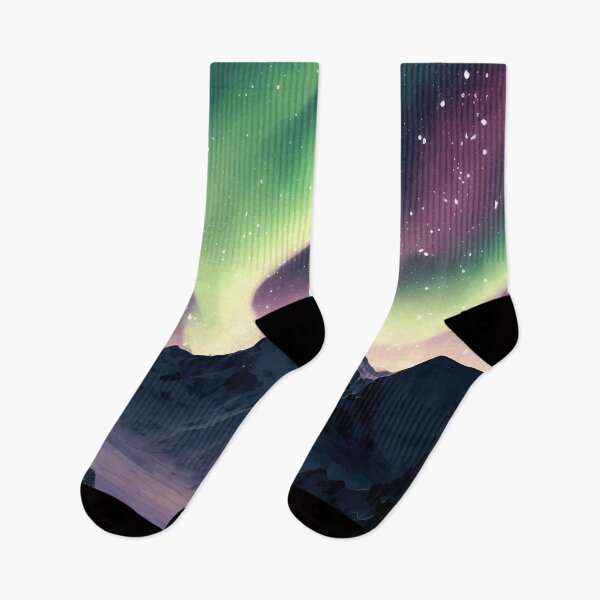 Item preview, The Aurora Borealis over the snow capped mountains designed and sold by PM-Artistic.