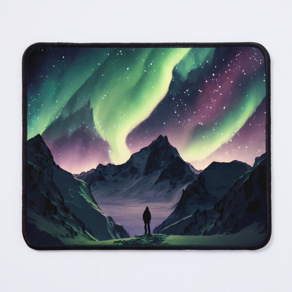 Item preview, The Aurora Borealis over the snow capped mountains designed and sold by PM-Artistic.