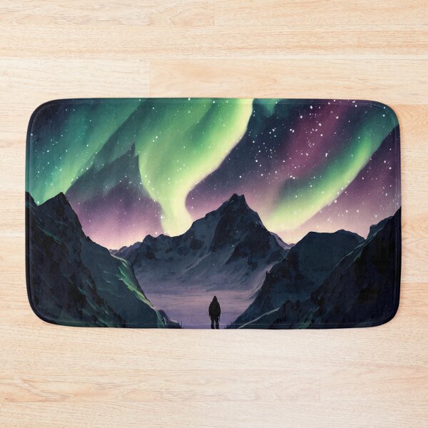 Item preview, The Aurora Borealis over the snow capped mountains designed and sold by PM-Artistic.