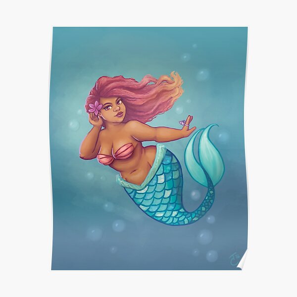 Sunset Hair Mermaid Poster