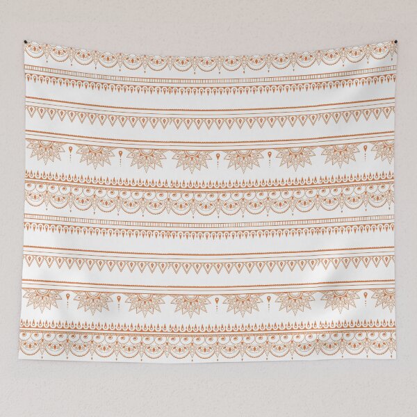 Item preview, South asian patterns orange on white designed and sold by Chaoticzarts.