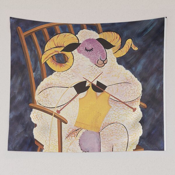 Item preview, Sheep Knitting Sweater Vintage Poster designed and sold by vintagevivian.