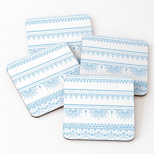 Item preview, South asian patterns sky blue on white designed and sold by Chaoticzarts.