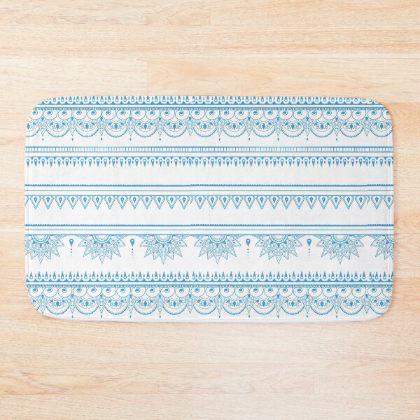 Item preview, South asian patterns sky blue on white designed and sold by Chaoticzarts.