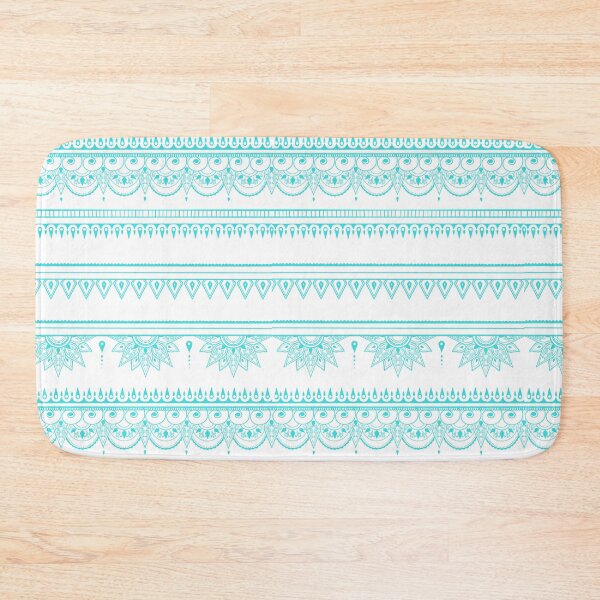 Item preview, South asian patterns aquamarine on white designed and sold by Chaoticzarts.