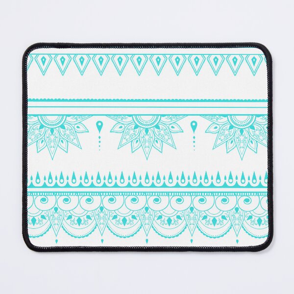 Item preview, South asian patterns aquamarine on white designed and sold by Chaoticzarts.