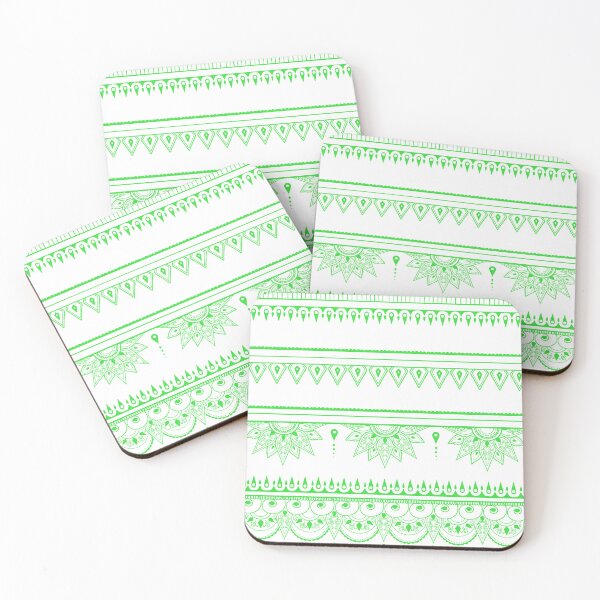 Item preview, South asian patterns green on white designed and sold by Chaoticzarts.