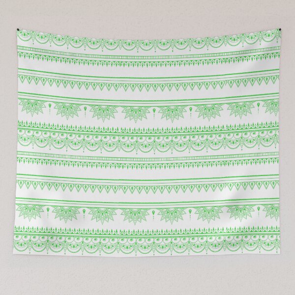 Item preview, South asian patterns green on white designed and sold by Chaoticzarts.