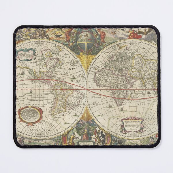 Item preview, Vintage Map Of The World From 1649 designed and sold by w-world-life-co.
