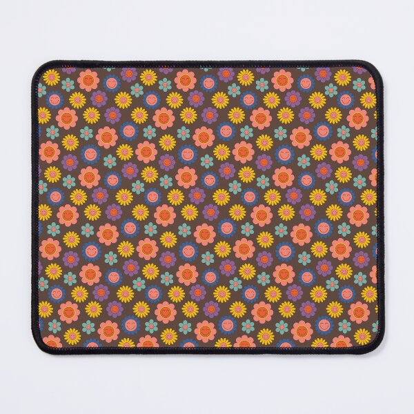 Item preview, Retro floral groovy pattern in orange and brown designed and sold by ReneMagritteArt.