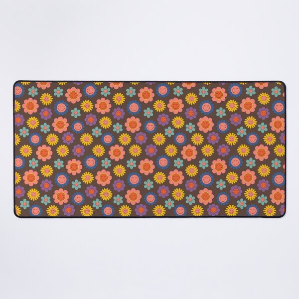 Item preview, Retro floral groovy pattern in orange and brown designed and sold by ReneMagritteArt.