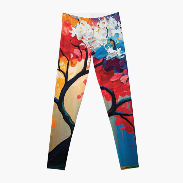 Multicolored Tree Oil Painting Leggings