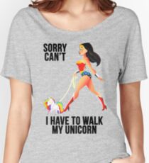 Camiseta ancha para mujer Lo siento, no puedo tener que caminar mi unicornio
