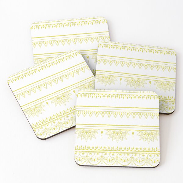 Item preview, South asian patterns yellow on white designed and sold by Chaoticzarts.