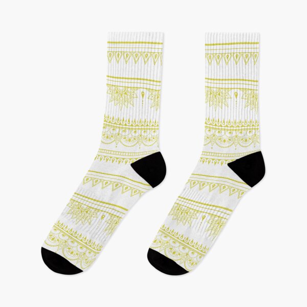Item preview, South asian patterns yellow on white designed and sold by Chaoticzarts.