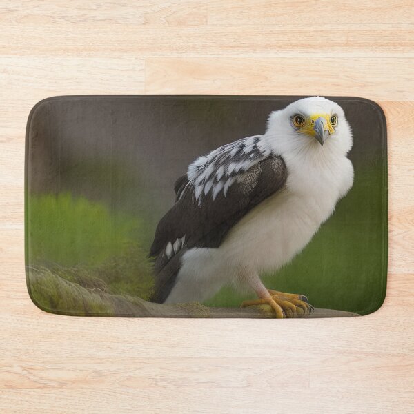 Item preview, White Bird with Black Wings and Yellow-Grey Humped Beak on Rock designed and sold by FireScreen.