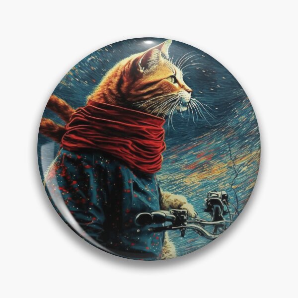 Item preview, Cat with bike walking home at night designed and sold by Scraponzo.