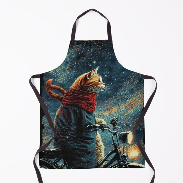 Item preview, Cat with bike walking home at night designed and sold by Scraponzo.