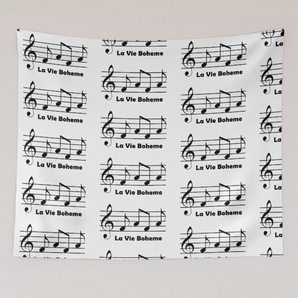 Item preview, Rent La Vie Boheme Music Notes No Flats with Text designed and sold by FeatheredPrints.
