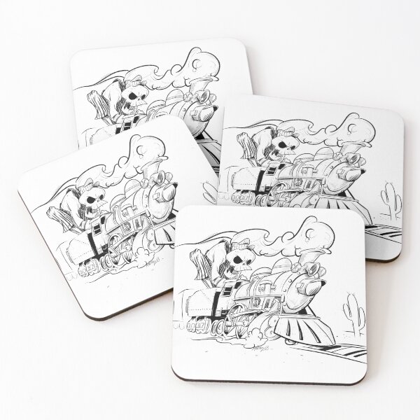 Item preview, Cartoon steam train graphic with "Boner" engineer Blk Line Art designed and sold by WarrenMuzakArt.