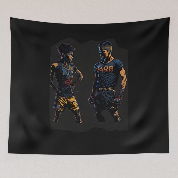 Item preview, "Future Fighters: Two Young Boys Kickboxers MMA Fighters Facing Each Other in Vibrant and Contrast Colors" designed and sold by Chromatic-Art.